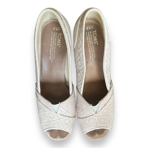 Toms Stella Open Toe Wedges in Natural Yarn Dye Diamond Pattern - Picture 9 of 12